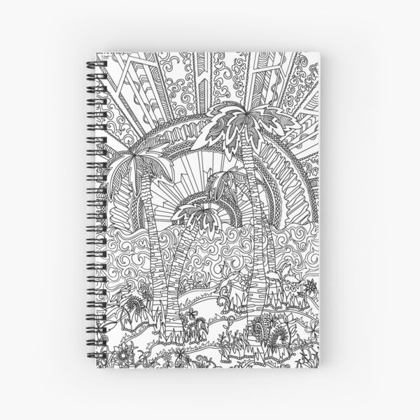 Palm Trees Coloring Art - Doodle Art Alley Spiral Notebook