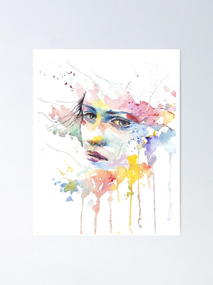 Beautiful Girl Watercolor Design Artistic Girl Watercolor Design Abstract Girl Watercolor Art Prints Poster By Redboyshop Redbubble