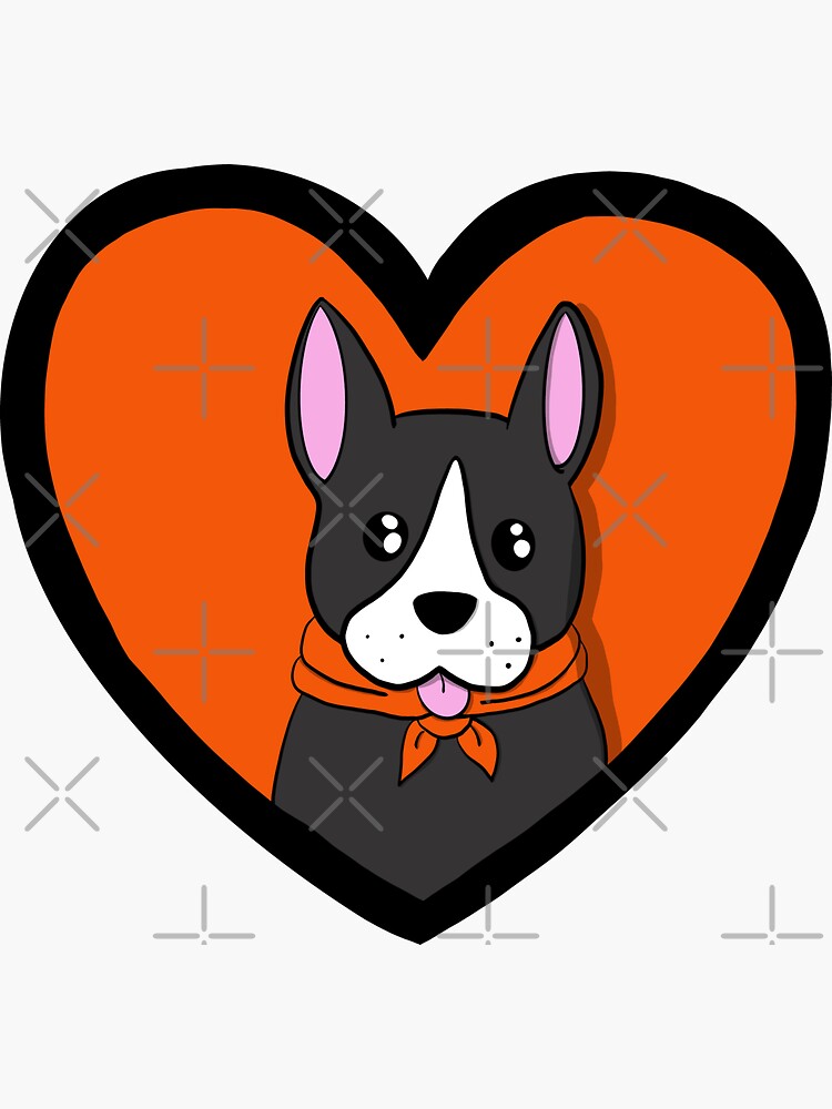 "Boston Terrier Love" Sticker by Joho3d Redbubble