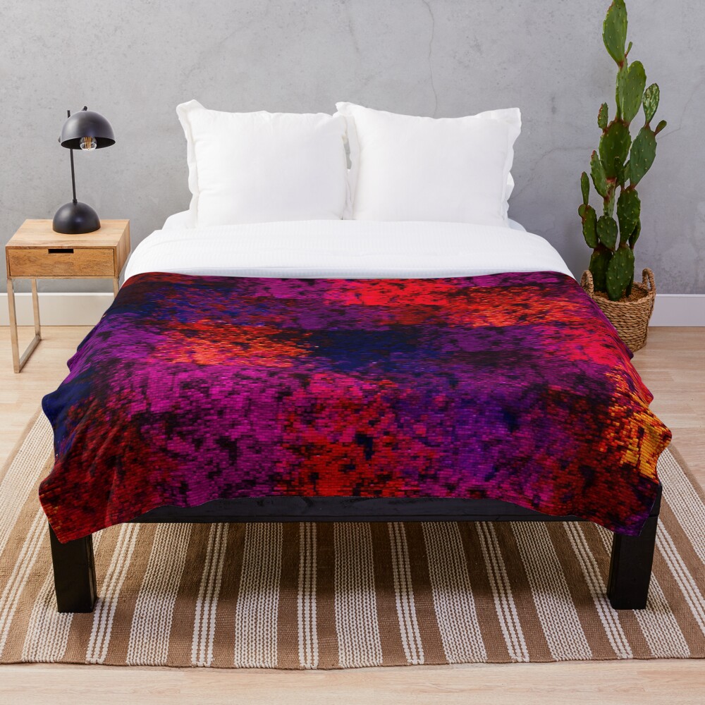 Crushed Velvet Grunge Print Throw Blanket