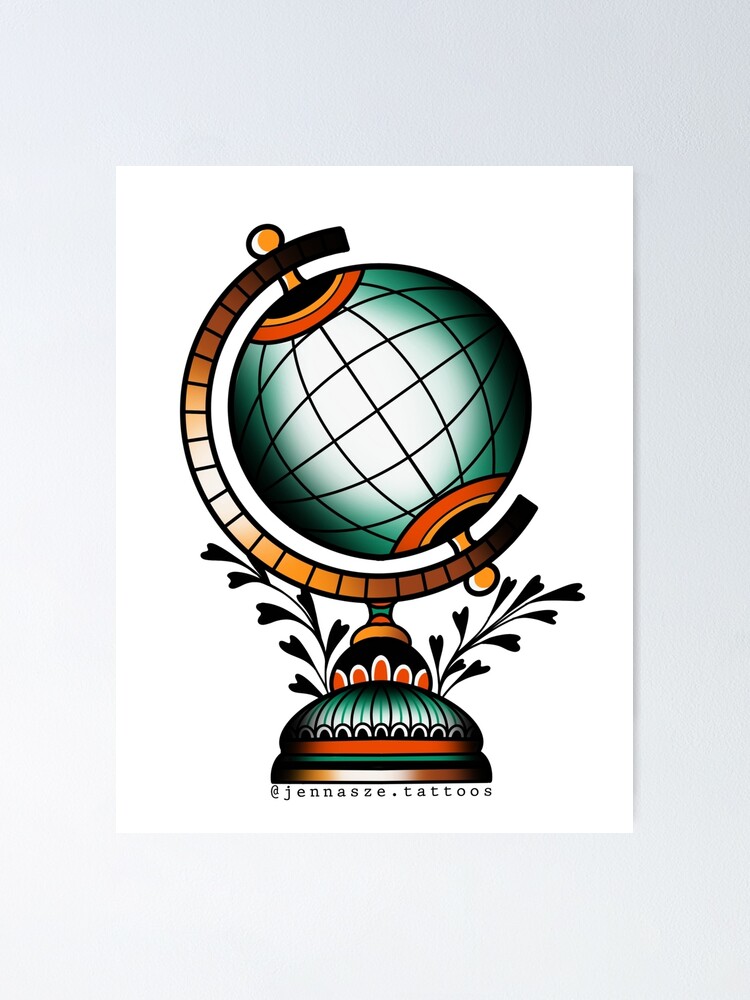 Traditional Flash Globe Tattoo Vector Eps Stock Vector Royalty Free  1340967896  Shutterstock