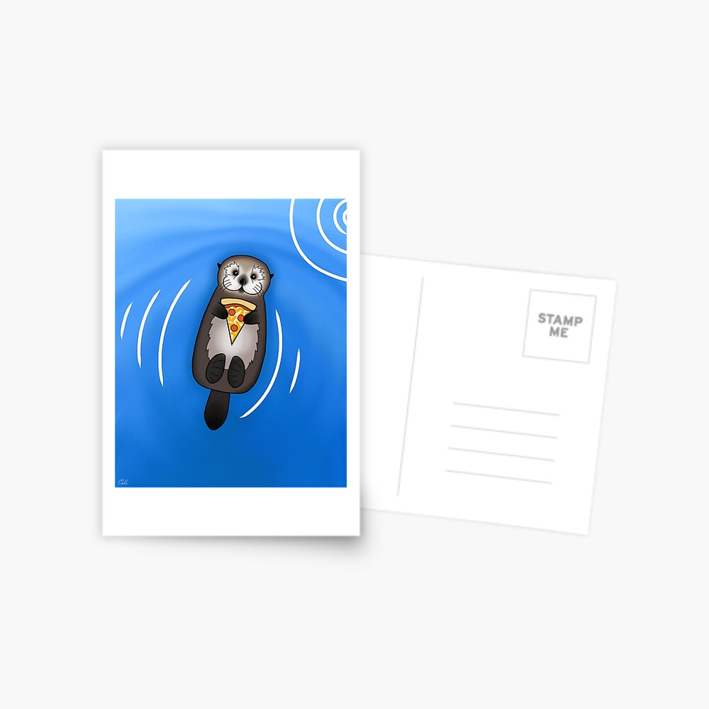 Sea Otter with Pizza Postcard