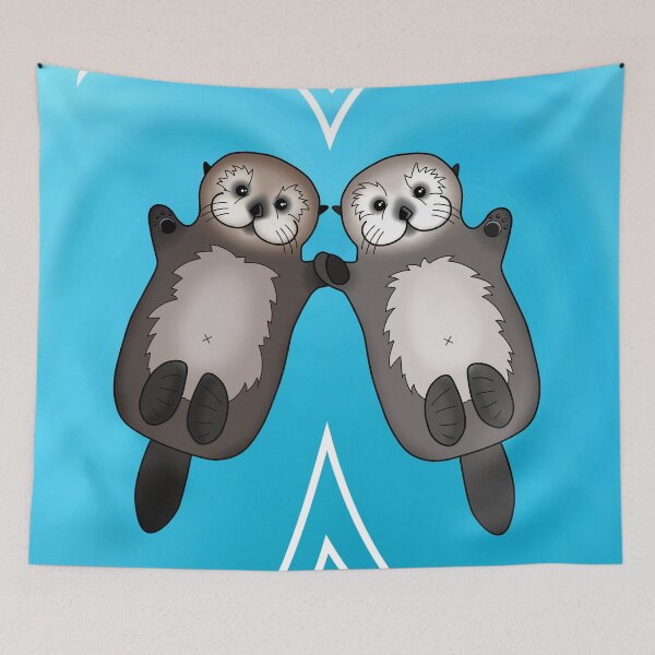 Item preview, Otters Holding Hands - Sea Otter Couple designed and sold by Pretty In Ink.