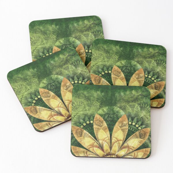 Item preview, Yellow Goldenrod Feathers on Green Fractal Grass designed and sold by San Jaya Prime.