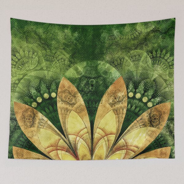 Item preview, Yellow Goldenrod Feathers on Green Fractal Grass designed and sold by San Jaya Prime.