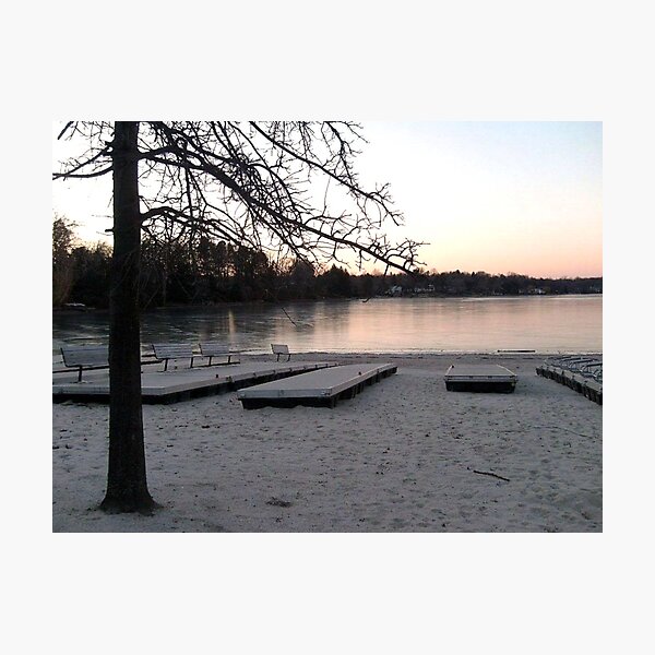Item preview, A Pink Winter Sunset Over Frozen Pines Lake, Wayne NJ designed and sold by Jane Neill-Hancock.