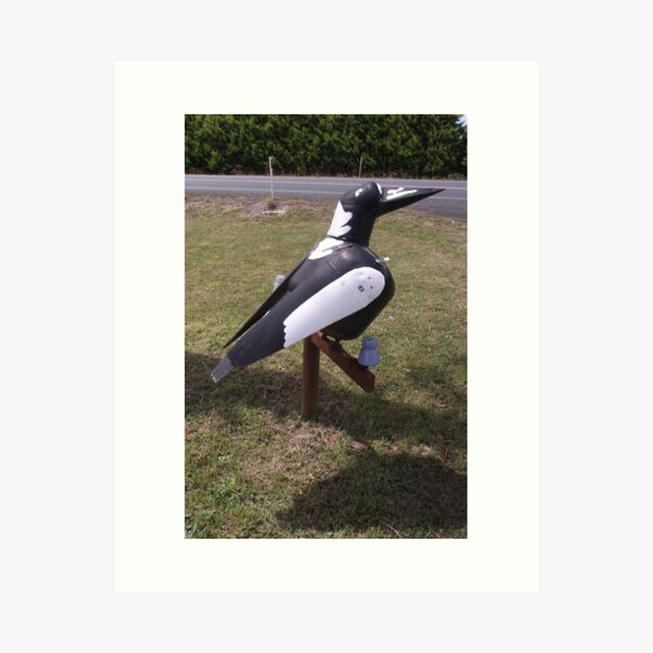 Item preview, the "magpie" mailbox  designed and sold by Gaylene Norton.
