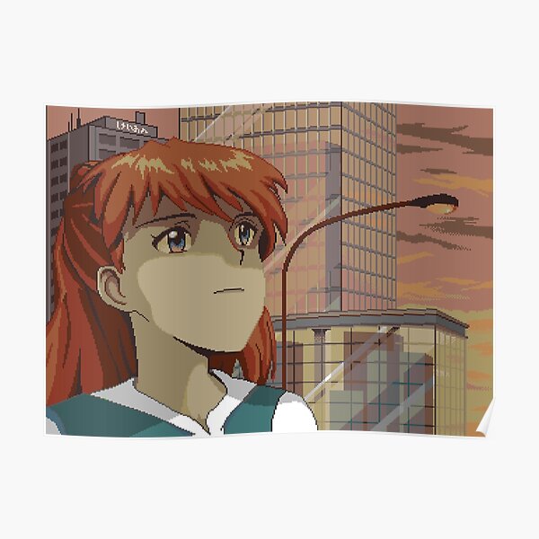 Asuka Langley Sohryu - Neon Genesis Evangelion Pixel Art Poster