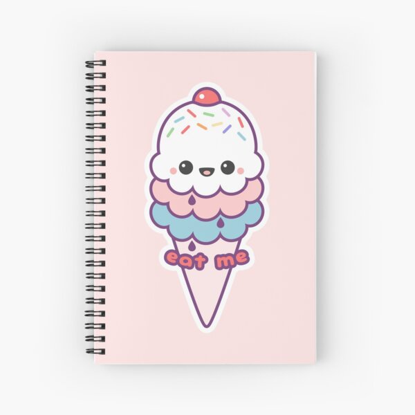 Yummy kawaii pink ice lolly Spiral Notebook for Sale by