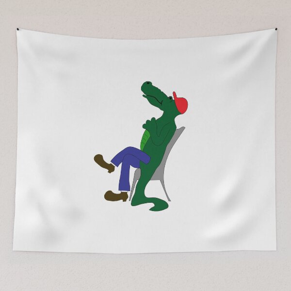 Item preview, Funny alligator sitting in chair with legs crossed. designed and sold by With My Hands By K.