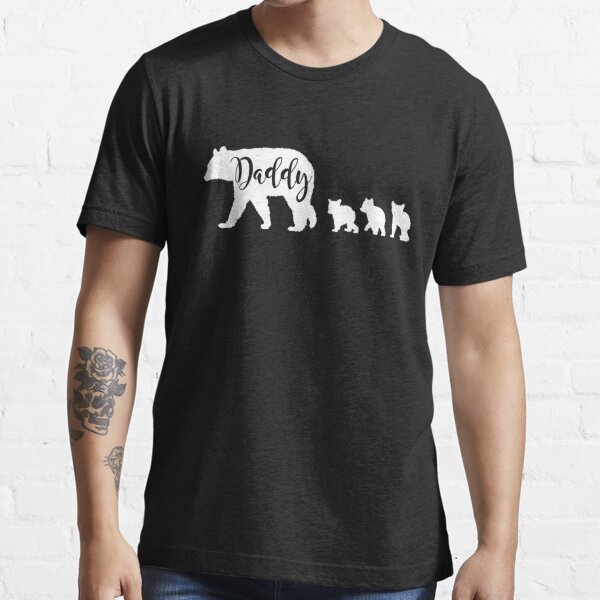 Mens Daddy Bear With 3 Three Cubs Dad Father Papa T-Shirt