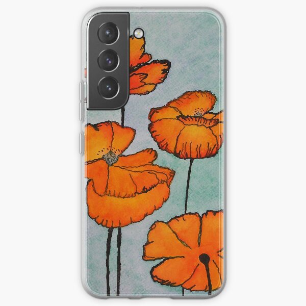 Orange Mohnblumen / Mixed Media Bild Samsung Galaxy Flexible Hülle