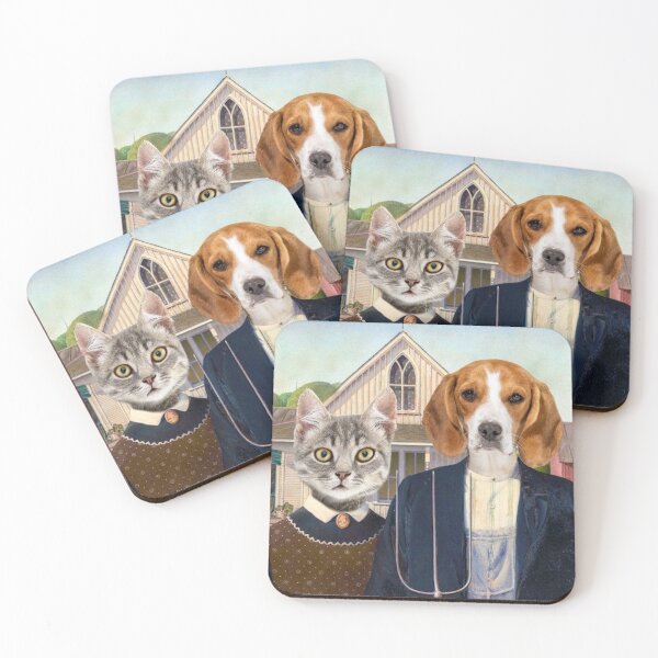 Item preview, American Gothic Cat and Dog mashup designed and sold by MindChirp.