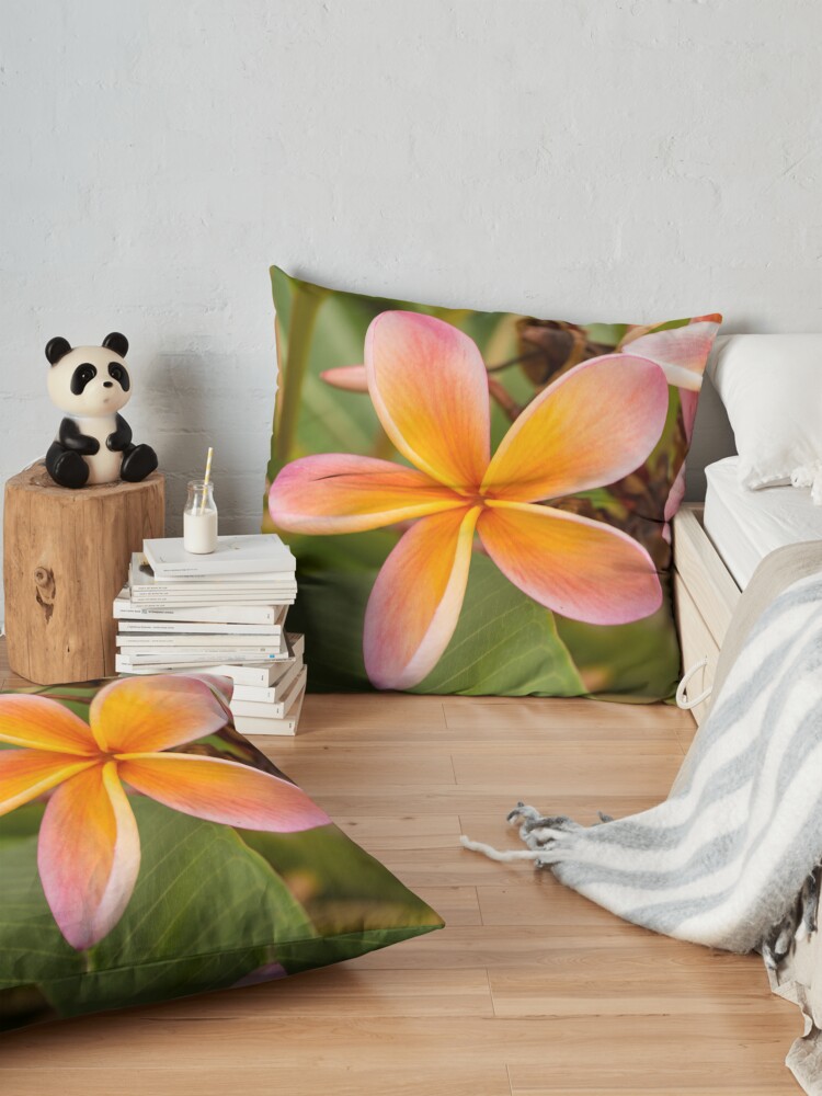 Alternate view of Frangipani - square I Floor Pillow
