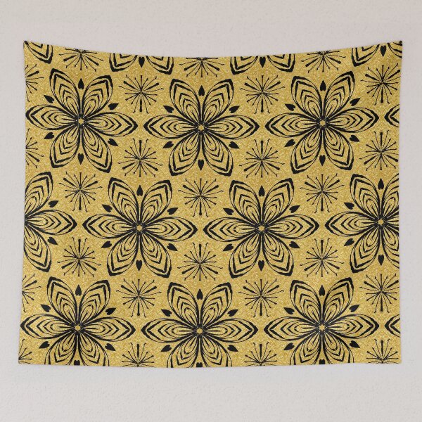Aperçu de l'œuvre Motif floral de fine ligne sur or créée et vendue par Zilpa’s Prints.