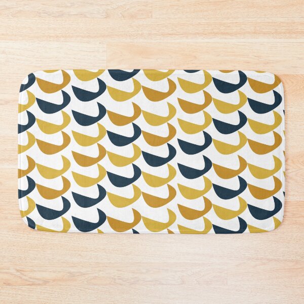 Item preview, Aldous Midcentury Modern Minimalist Abstract Pattern in Mustard Yellow, Navy Blue, and White designed and sold by kierkegaard.