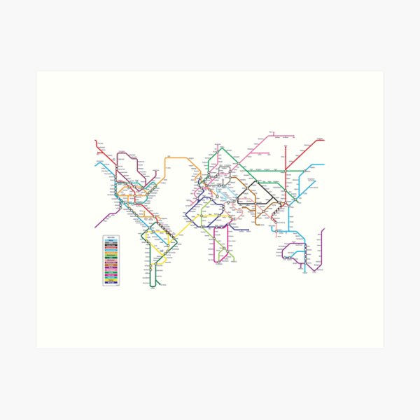 Vista previa del artículo con la obra «World Tube Metro Map», diseñado y vendido por ArtPrints.