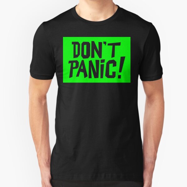 NDVH Don't Panic - Green 2 H2G2 Slim Fit T-Shirt