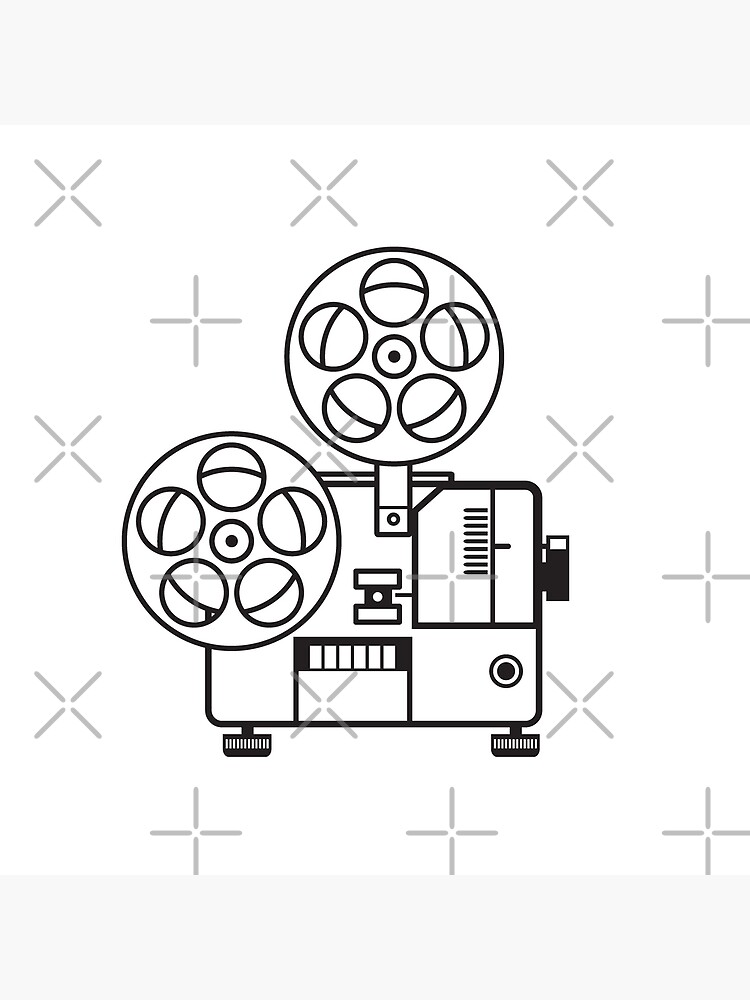 Isolated Retro Cinema Projector Plays Old Film on the Black Background,  Motion Graphics