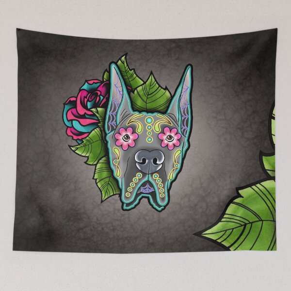 Item preview, Great Dane - Cropped Ear Edition - Day of the Dead Sugar Skull Dog designed and sold by Pretty In Ink.