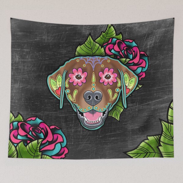 Item preview, Labrador Retriever in Chocolate - Day of the Dead Lab Sugar Skull Dog designed and sold by Pretty In Ink.