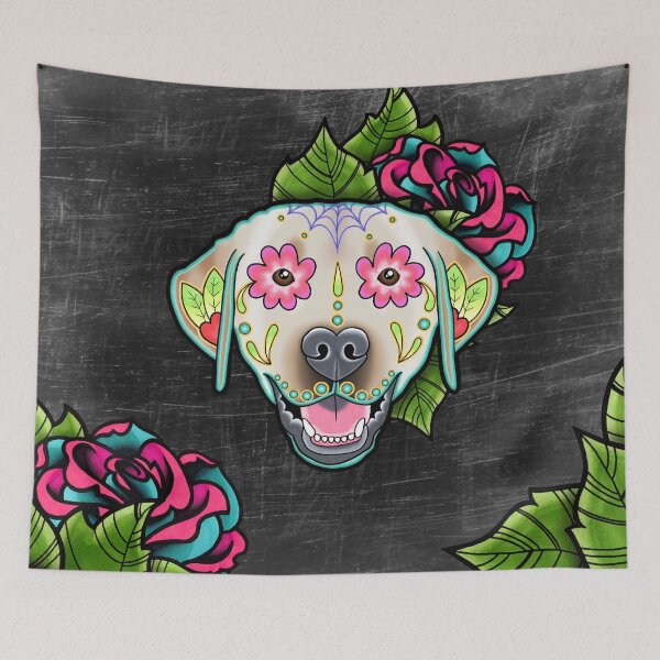 Item preview, Labrador Retriever in Yellow - Day of the Dead Lab Sugar Skull Dog designed and sold by Pretty In Ink.