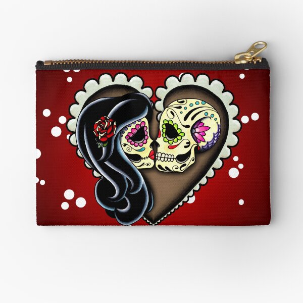 Ashes - Day of the Dead Couple - Sugar Skull Lovers Zipper Pouch
