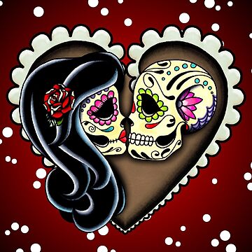 Artwork thumbnail, Ashes - Day of the Dead Couple - Sugar Skull Lovers by Pretty In Ink