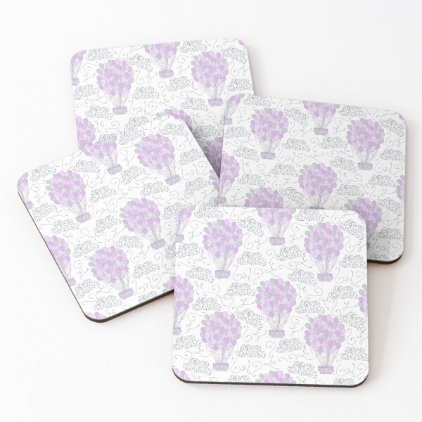 Item preview, Vintage hot air balloons line drawing pastel purple  designed and sold by Latch Farm  Studios.