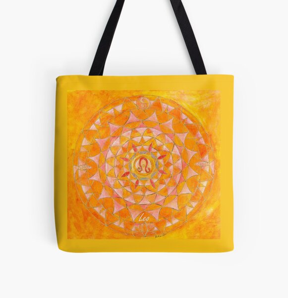Leo horoscope free-hand mandala - Renate van Nijen All Over Print Tote Bag