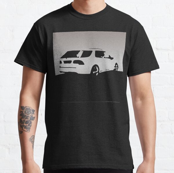 Saab 9-5, 2006 rear - Gray on black Classic T-Shirt