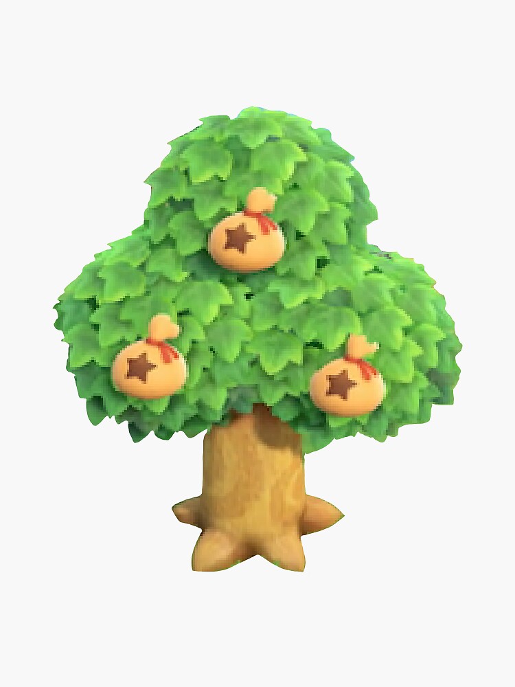 Download "animal crossing bell bag tree" Sticker by alexamikus | Redbubble