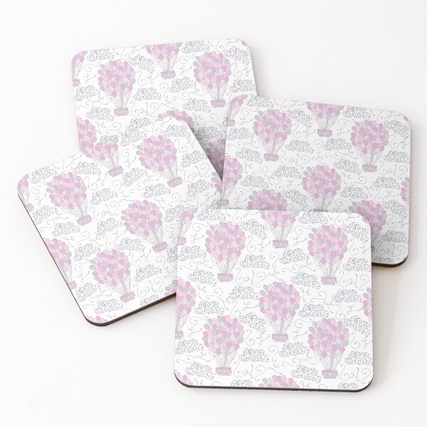Item preview, Vintage hot air balloons line drawing pastel pink and purple  designed and sold by Latch Farm  Studios.