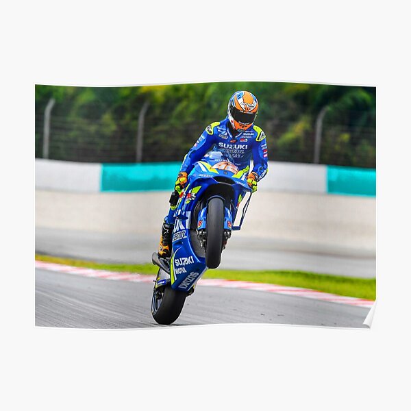 Álex Rins making a wheelie Poster