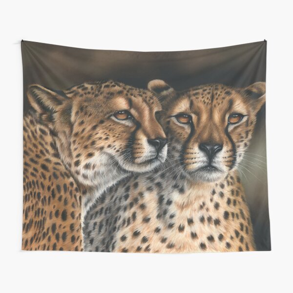 Wildlife Artwork of Two Cheetahs Tapestry