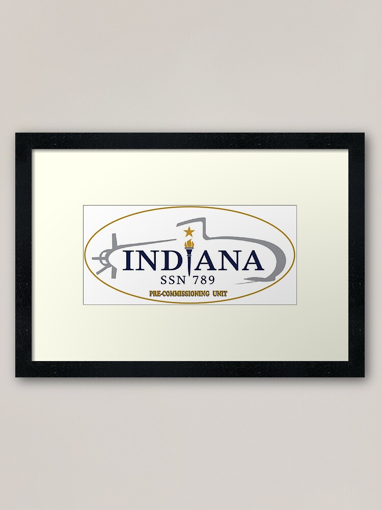Alternate view of SSN-789 USS Indiana Pre-Commissioning Unit Crest Framed Art Print