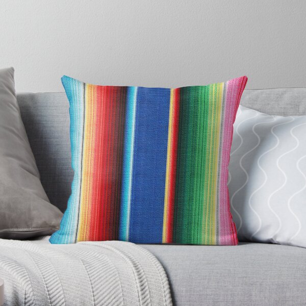 Colorful Mexican Poncho Background Throw Pillow