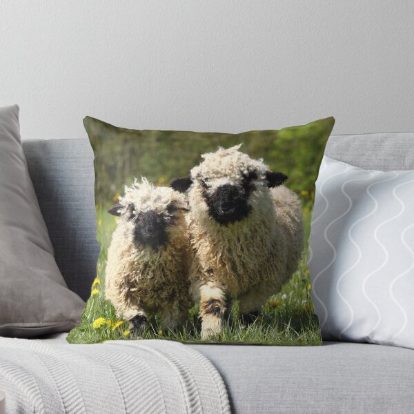Valais black-nosed sheep Throw Pillow