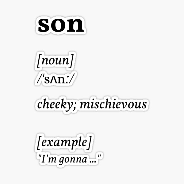 son dictionary meaning - cheeky mischievous (Black series) | Poster