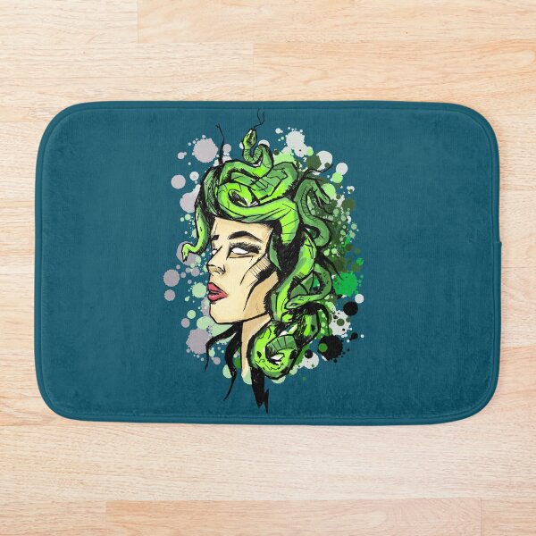 Medusa Greek Mythology Gorgon Illustration Bath Mat