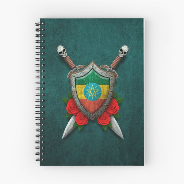 Item preview, Ethiopian Flag on a Worn Shield and Crossed Swords designed and sold by JeffBartels.
