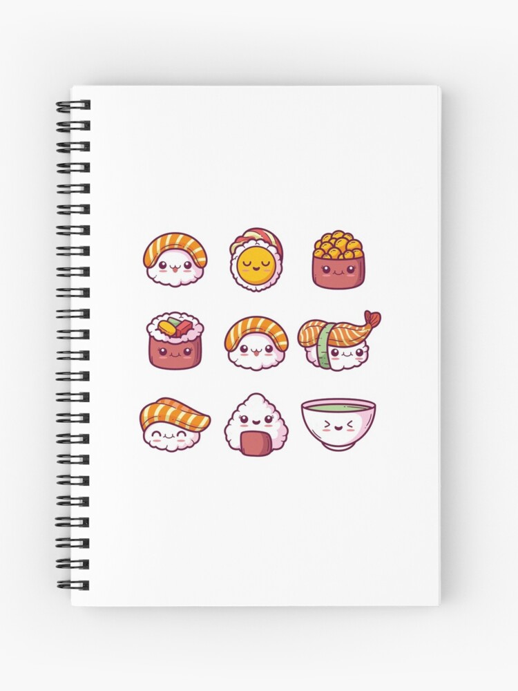 Cuaderno de espiral «Set de comida japonesa Kawaii» de auror | Redbubble