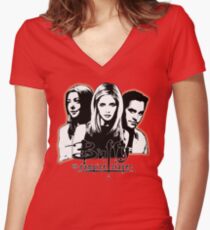 A Trio of Scoobies (Willow, Buffy & Xander) Women's Fitted V-Neck T-Shirt