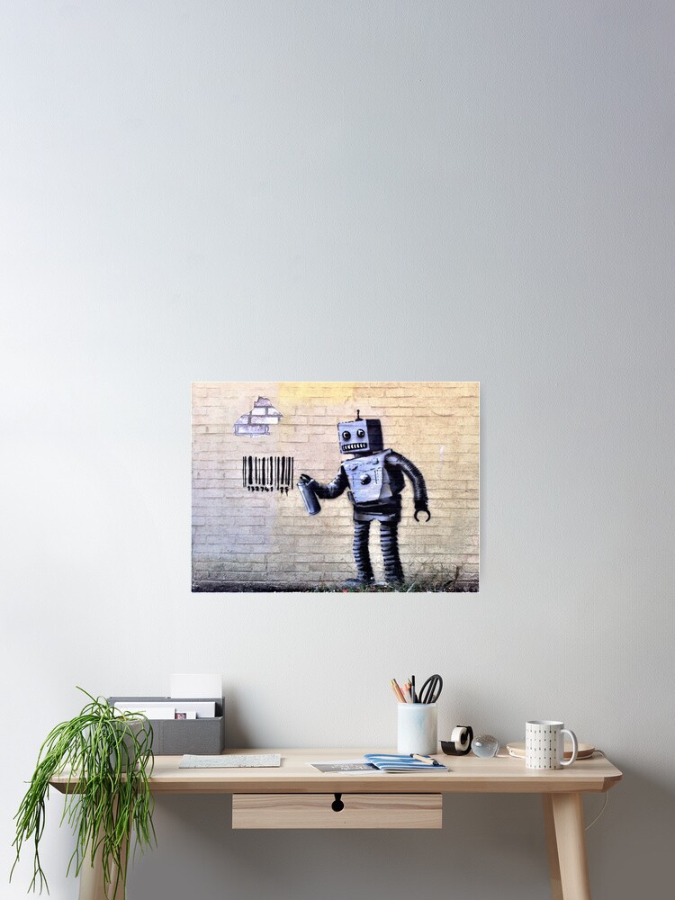 Banksy Robot Barcode Graffiti Poster By Geekuniverse Redbubble