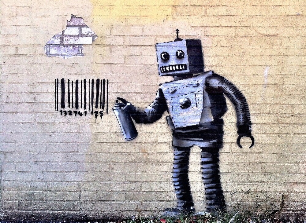 "Banksy Robot Barcode Graffiti" by Stephen Chambers / The Pop Art