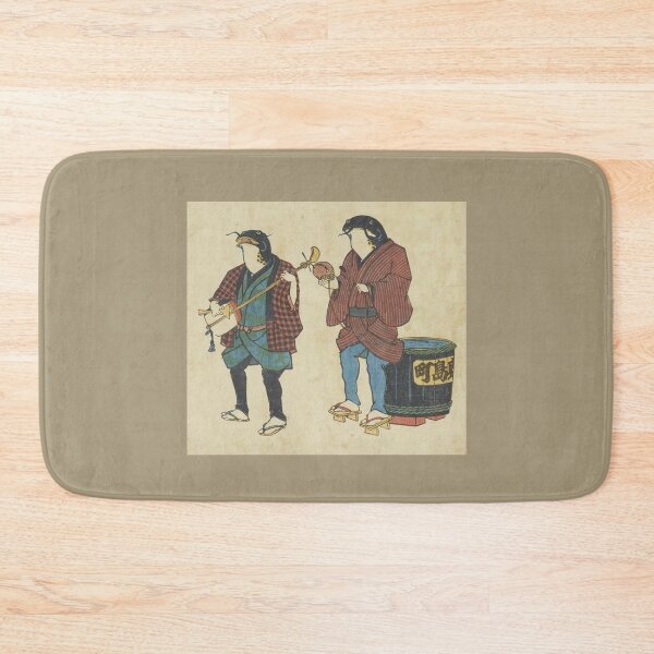 Catfish As Street Musicians Folk Punk Fashion Traditional Vintage Graphic Print Bath Mat