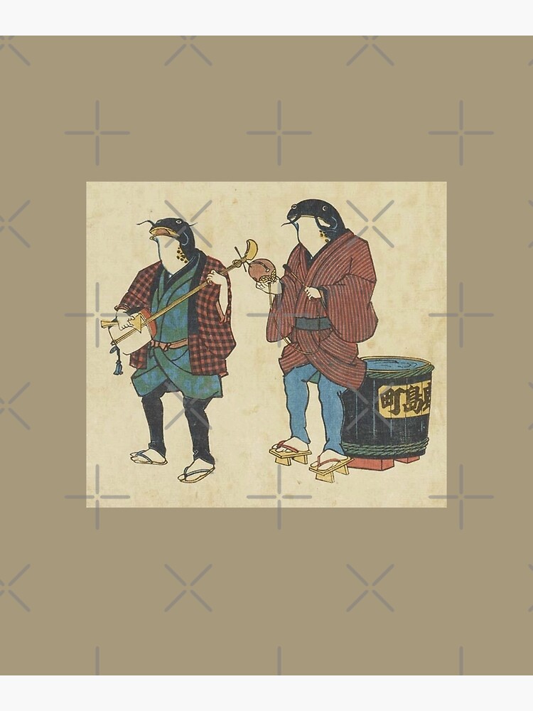Catfish As Street Musicians Folk Punk Fashion Traditional Vintage Graphic Print by thespottydogg