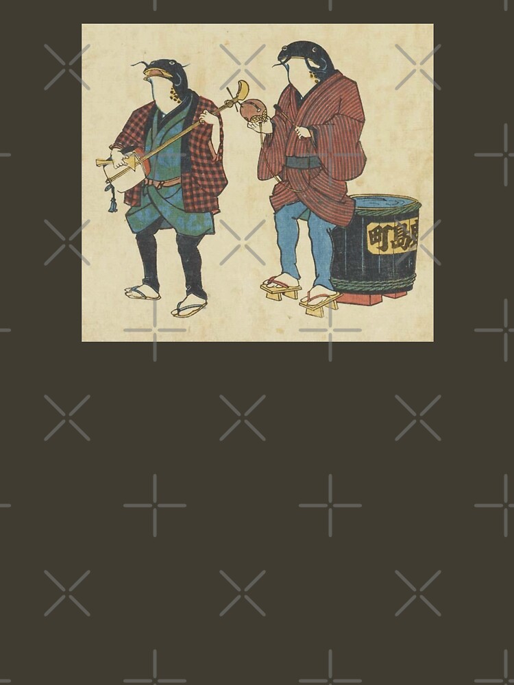 Catfish As Street Musicians Folk Punk Fashion Traditional Vintage Graphic Print by thespottydogg