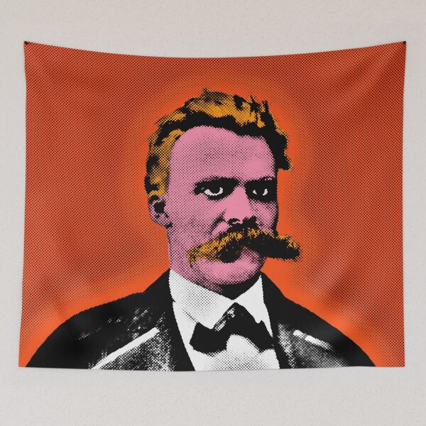 Item preview, Friedrich Nietzsche Pop Art Portrait in Orange Background designed and sold by OnlyPopArt.