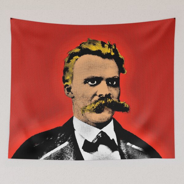 Item preview, Pop Art Portrait of Friedrich Nietzsche in Red Background designed and sold by OnlyPopArt.